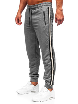 Szare spodnie męskie joggery dresowe Denley JX6156