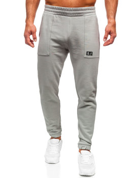Szare spodnie męskie joggery dresowe z bawełny organicznej 4F SPMD010