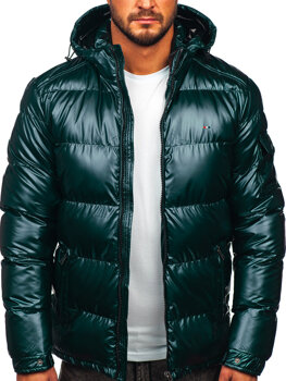 Zielona pikowana kurtka męska zimowa sportowa Denley EX2138
