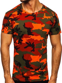 Zielono-pomarańczowy t-shirt męski moro Denley S807