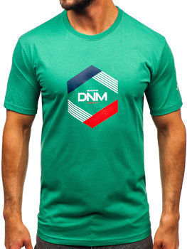 Zielony bawełniany t-shirt męski z nadrukiem Denley 14741