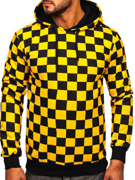 Żółta z nadrukiem bluza męska z kapturem Denley 141028