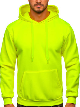 Żółty-neon z kapturem gruba bluza męska kangurka Bolf 1004