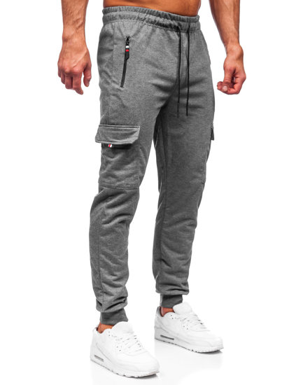 Antracytowe bojówki spodnie męskie joggery dresowe Denley JX5065