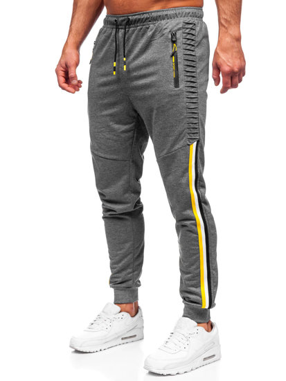 Antracytowe spodnie męskie joggery dresowe Denley K10329
