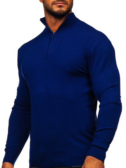 Atramentowy sweter męski ze stójką Denley MM6007