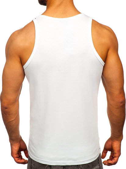 Biała koszulka tank top bokserka z nadrukiem Bolf 14845