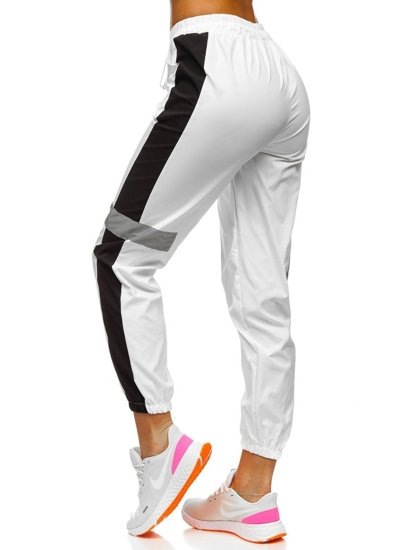 Białe spodnie joggery damskie Denley Y513
