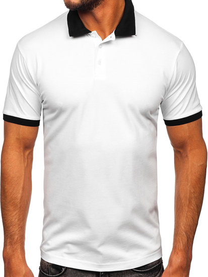 Biało-czarna koszulka polo męska Denley 0003