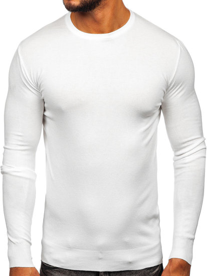 Biały sweter basic męski Denley YY01