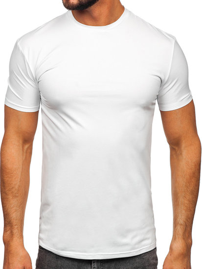 Biały t-shirt męski bez nadruku Denley MT3001 