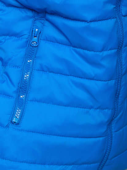 Błękitna pikowana kurtka damska przejściowa ze stójką Denley 1141