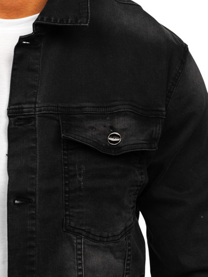Czarna kurtka jeansowa męska Denley MJ506N
