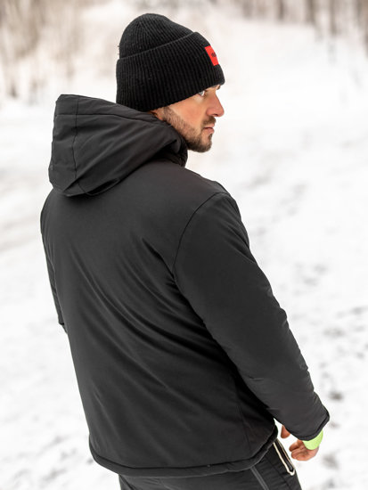 Czarna kurtka męska zimowa sportowa Denley HH011A
