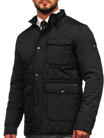 Czarna pikowana przejściowa kurtka męska Denley 22M19