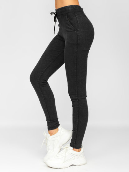 Czarne jeansowe legginsy damskie Denley W7172