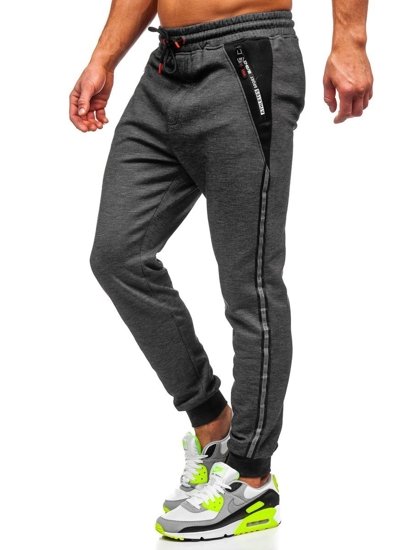 Czarne joggery dresowe spodnie męskie Denley TC1003
