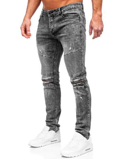 Czarne spodnie jeansowe męskie slim fit Denley MP0069N