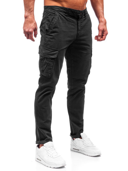 Czarne spodnie materiałowe bojówki męskie Denley ZK7815