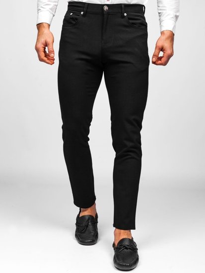 Czarne spodnie materiałowe chinosy męskie Denley 0004
