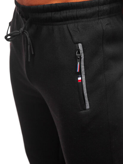 Czarne spodnie męskie dresowe nadwymiarowe Denley JX6215
