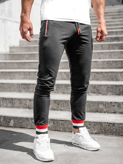 Czarne spodnie męskie joggery dresowe Denley 7034