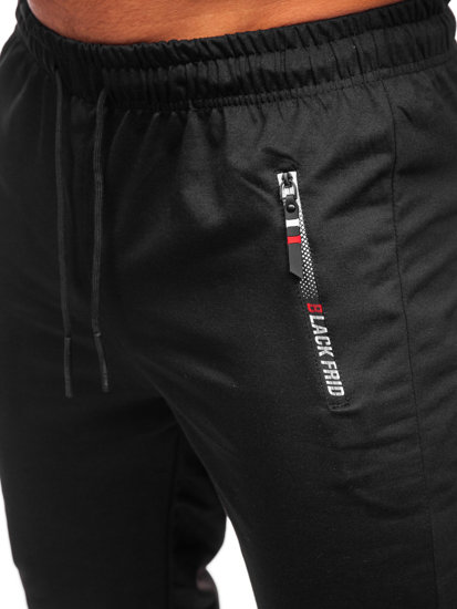 Czarne spodnie męskie joggery dresowe Denley JX5003