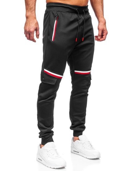 Czarne spodnie męskie joggery dresowe Denley K10276