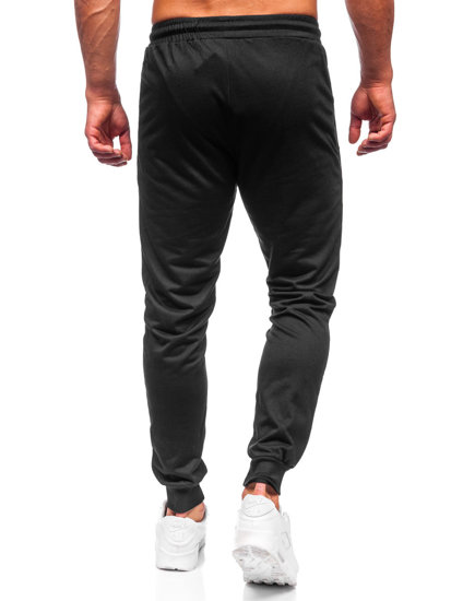 Czarne spodnie męskie joggery dresowe Denley K10338