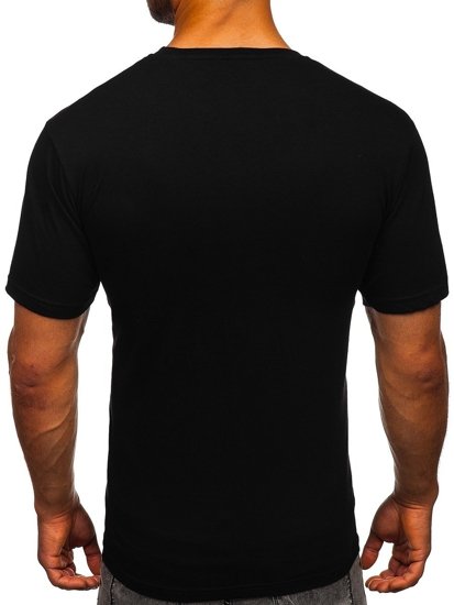 Czarny t-shirt męski z nadrukiem Bolf 142176