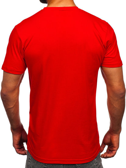 Czerwony bawełniany t-shirt męski z nadrukiem Denley 143005