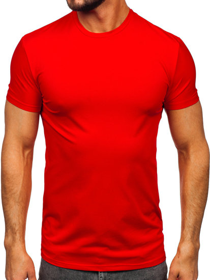 Czerwony t-shirt męski bez nadruku Denley MT3001 