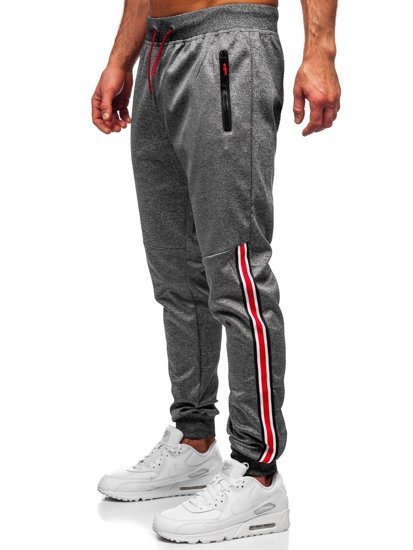 Grafitowe joggery dresowe spodnie męskie Denley K20025