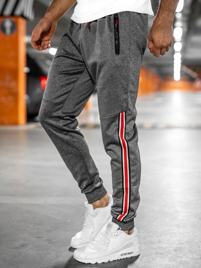 Grafitowe joggery dresowe spodnie męskie Denley K20025