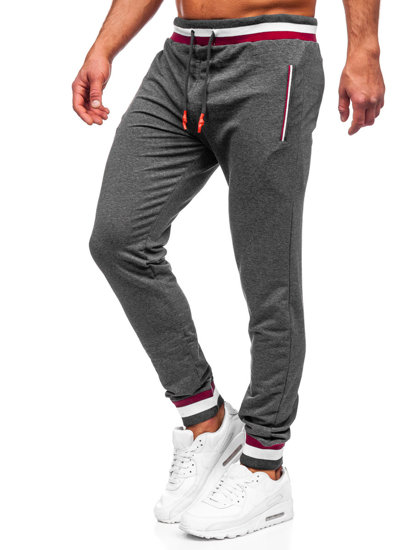 Grafitowe spodnie męskie joggery dresowe Denley 7034