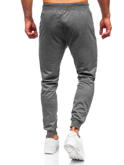 Grafitowe spodnie męskie joggery dresowe Denley K10152