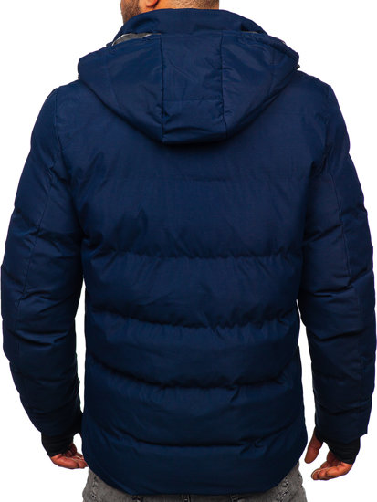Granatowa pikowana kurtka męska zimowa Denley 5M756