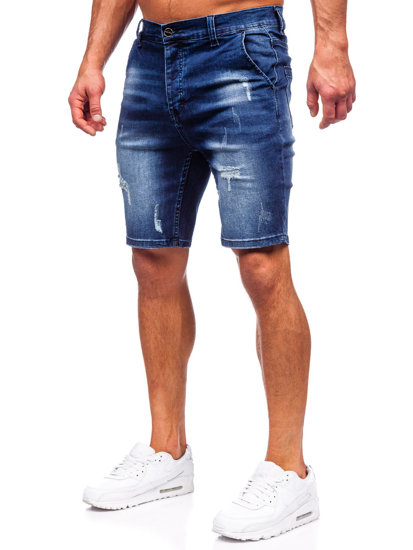 Granatowe krótkie spodenki jeansowe męskie Denley MP0036BS