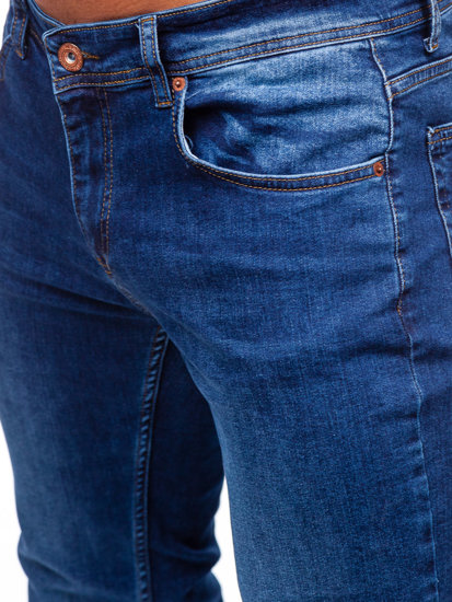 Granatowe spodnie jeansowe męskie regular fit Denley 4956