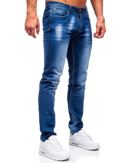 Granatowe spodnie jeansowe męskie regular fit Denley MP019B