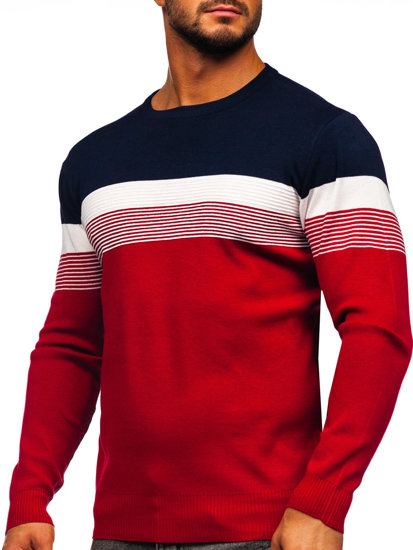 Granatowo-czerwony sweter męski Denley H2116