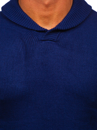 Granatowy sweter męski ze stójką Denley MM6018