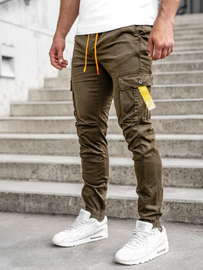 Khaki spodnie joggery bojówki męskie Denley R8702