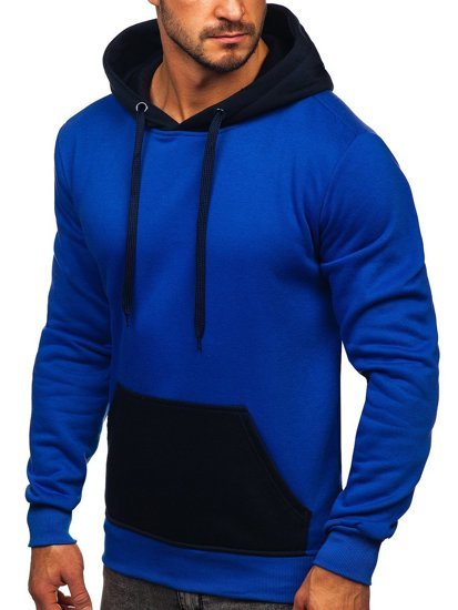Kobaltowa bluza męska z kapturem Denley LM77001