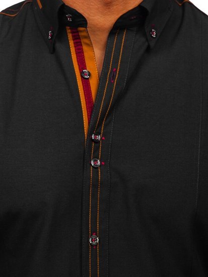 Koszula męska elegancka z długim rękawem czarna Bolf 4707