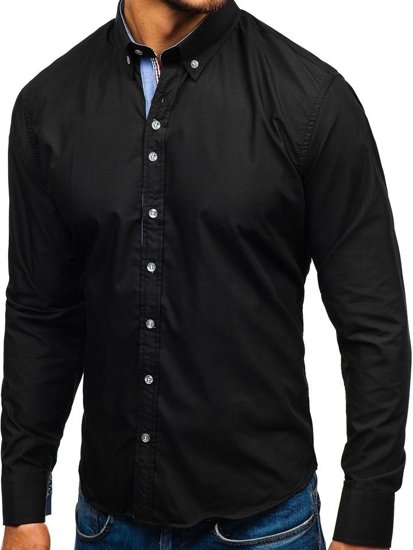 Koszula męska elegancka z długim rękawem czarna Bolf 8838