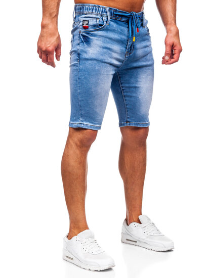 Niebieskie krótkie spodenki jeansowe męskie Denley TF184