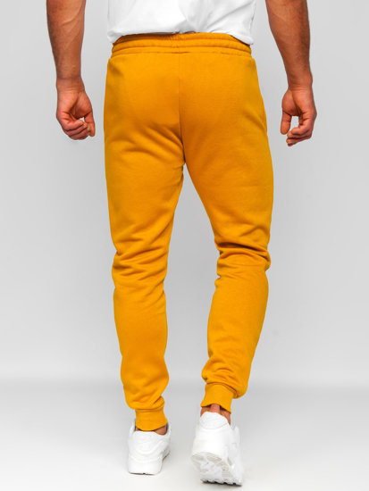 Spodnie męskie joggery dresowe camelowe Denley CK01