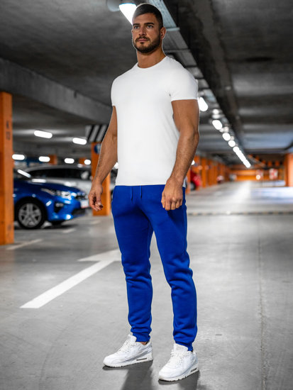 Spodnie męskie joggery dresowe kobaltowe Denley XW01