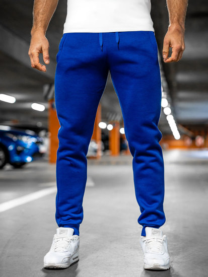 Spodnie męskie joggery dresowe kobaltowe Denley XW01-A